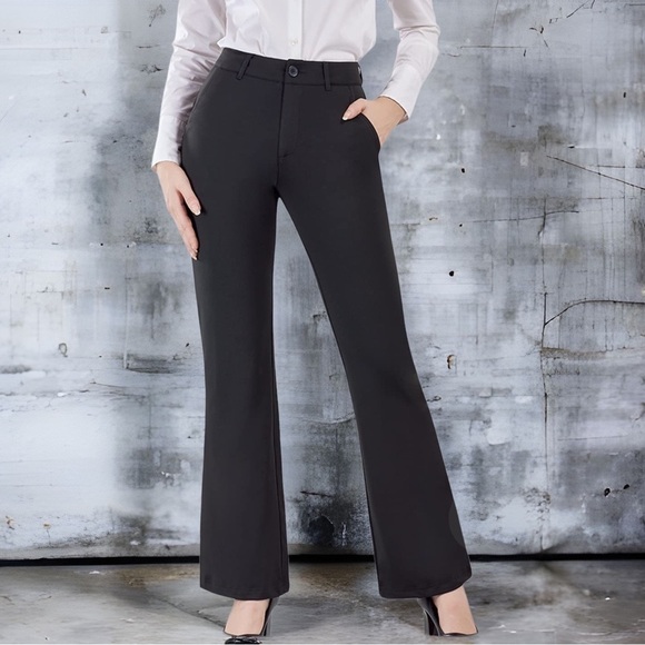 BAMANS Relaxed Fit Black Trousers Stretch Hi-Waist Straight Leg WomensXX-… - Picture 11 of 12
